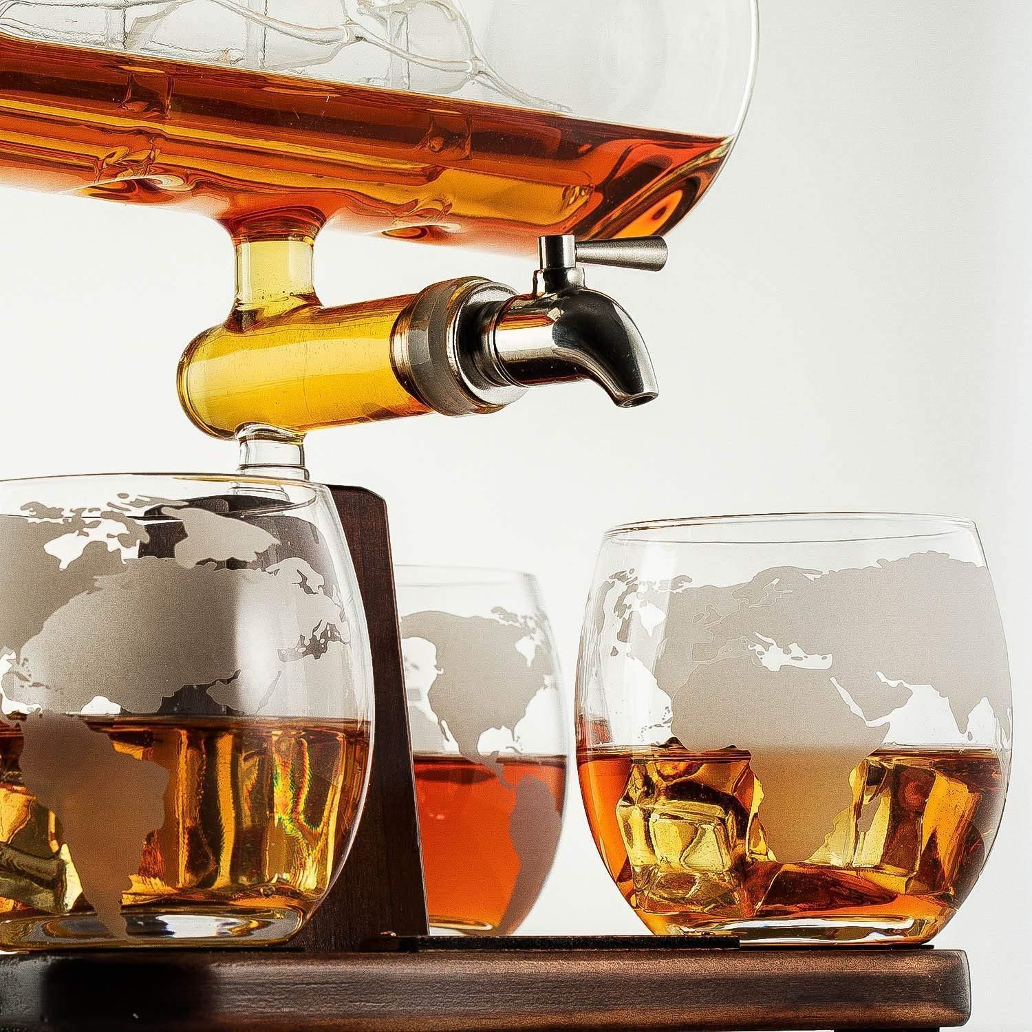 5pcs Set Creative Antique Boat Shape Decanter Red Wine Whiskey Glass Decanter 1 Bracket 1 Decanter 4 Cup Combination Set