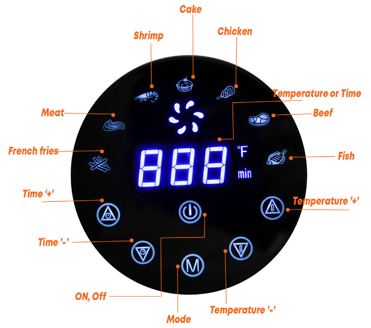5.5L Digital Air Fryer Pan Chip Oil Free Oven Cooker Pot & Basket 1500W Home
